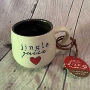 Demdaco ‘Jingle Juice’ Christmas Mini Mug Coffee Cup Ornament Stoneware 2019 EUC